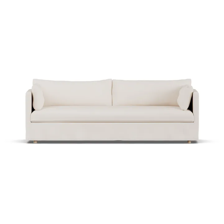 Sofá Linnevik - Caleido beige 9600-carvalho branco oleado, 4 lugares, com saia - 1898