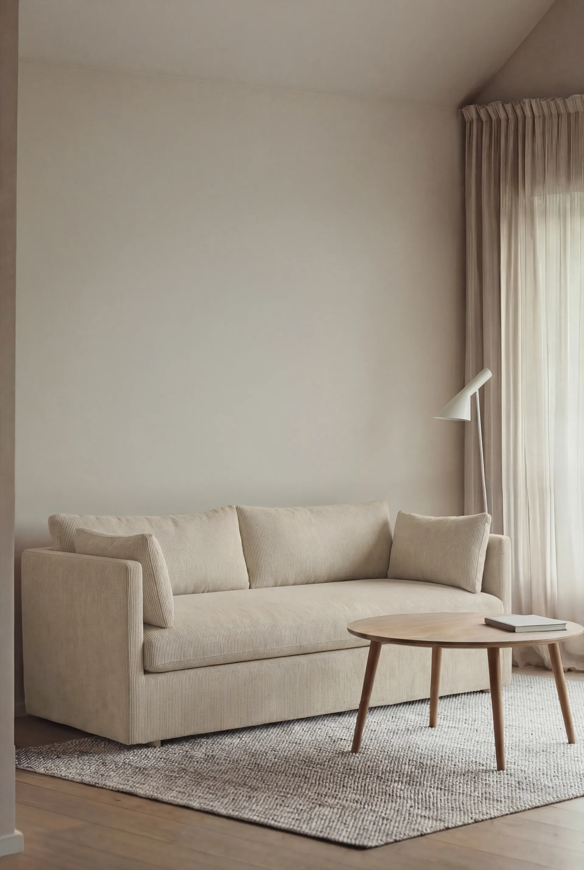 Sofá Linnevik, Jump Beige 1956-carvalho branco oleado, 2 lugares, com saia 1898