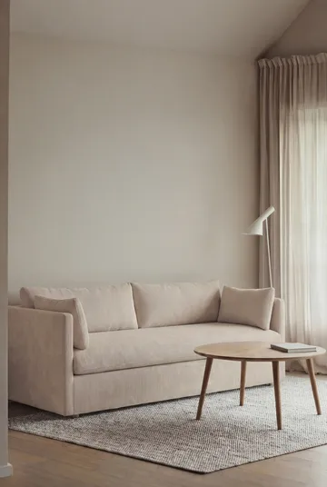 Sofá Linnevik - Jump Beige 1956-carvalho branco oleado, 3 lugares, com saia - 1898