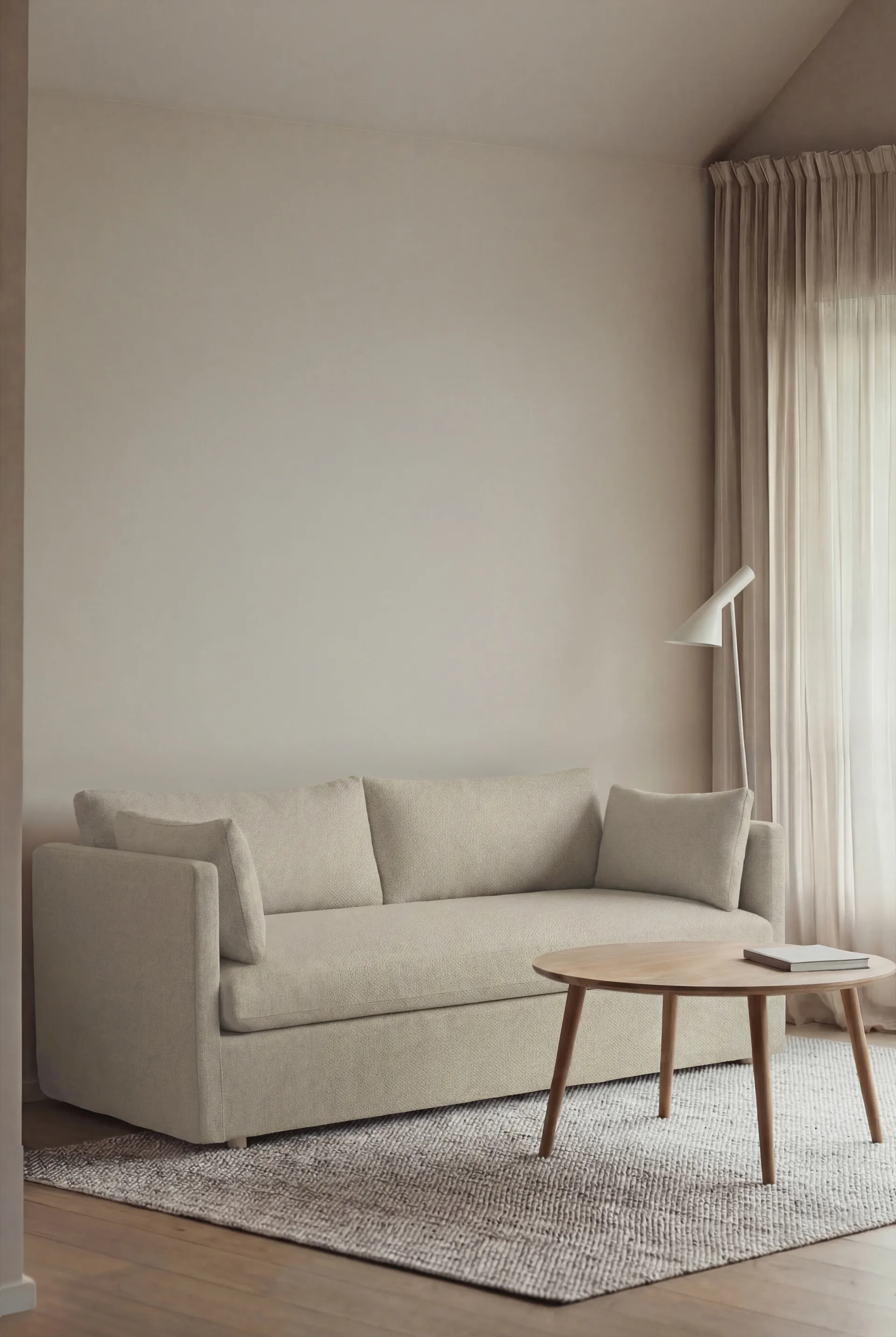 Sofá Linnevik, Luiza Beige 3981-carvalho branco oleado, 2 lugares, com saia 1898