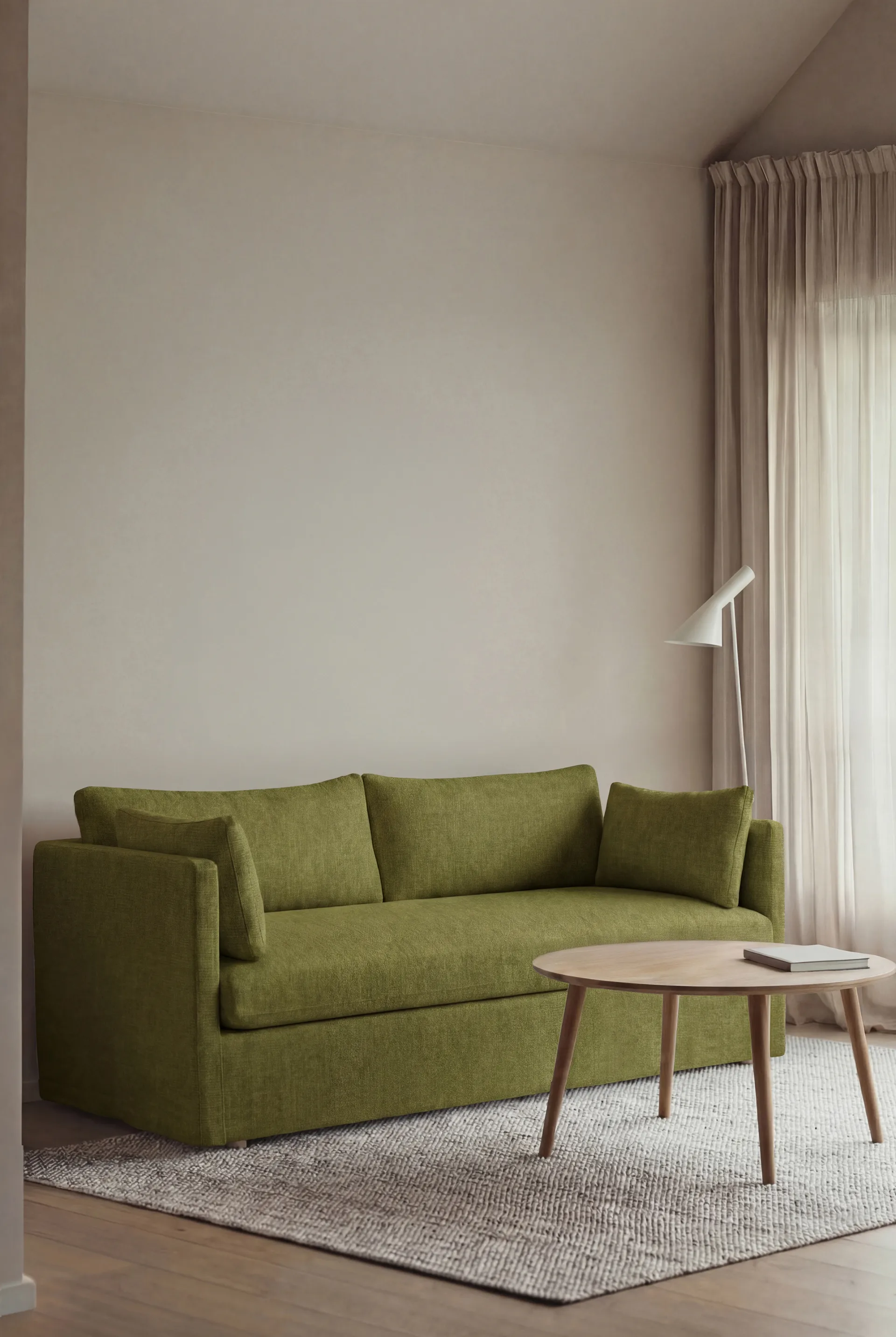 Sofá Linnevik, Luiza Green 3975-carvalho branco oleado, 2 lugares, com saia 1898