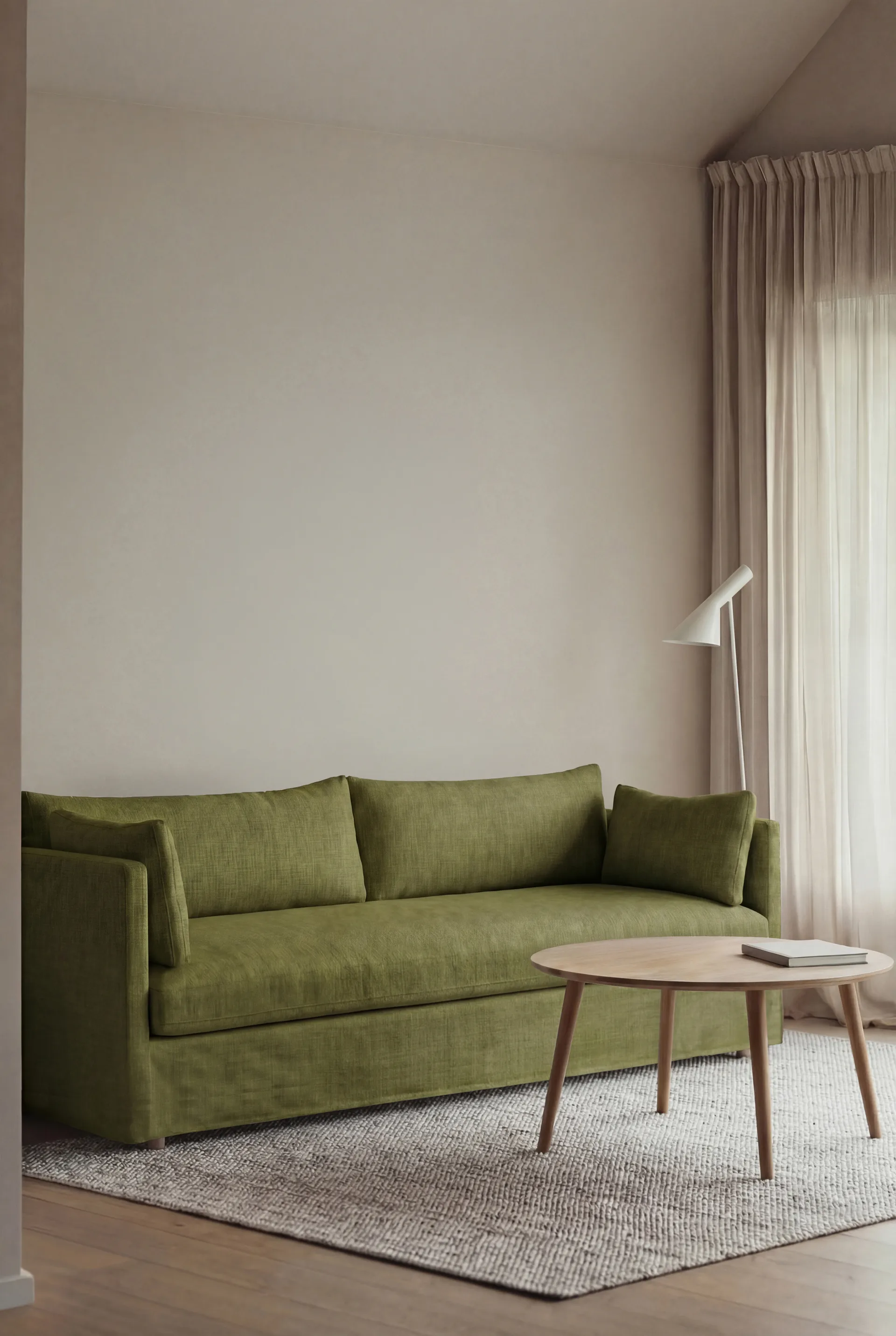 Sofá Linnevik, Luiza Green 3975-carvalho branco oleado, 4 lugares, com saia 1898