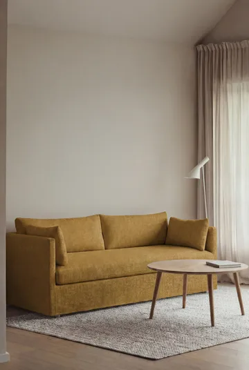 Sofá Linnevik - Luiza Mustard 3972-carvalho branco oleado, 3 lugares, com saia - 1898