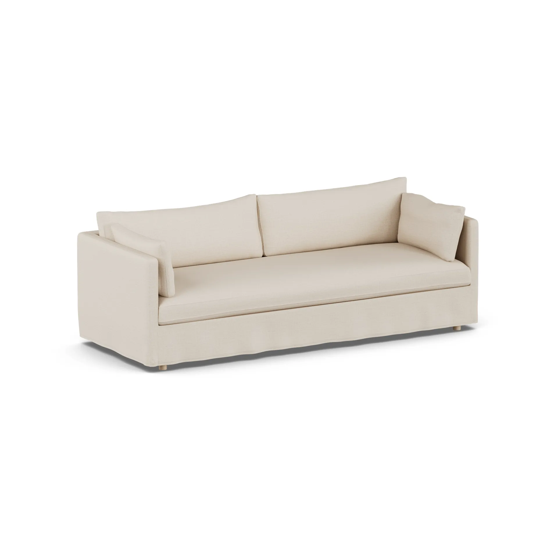 Sofá Linnevik, Same Beige 6670-carvalho branco oleado, 4 lugares, com saia 1898