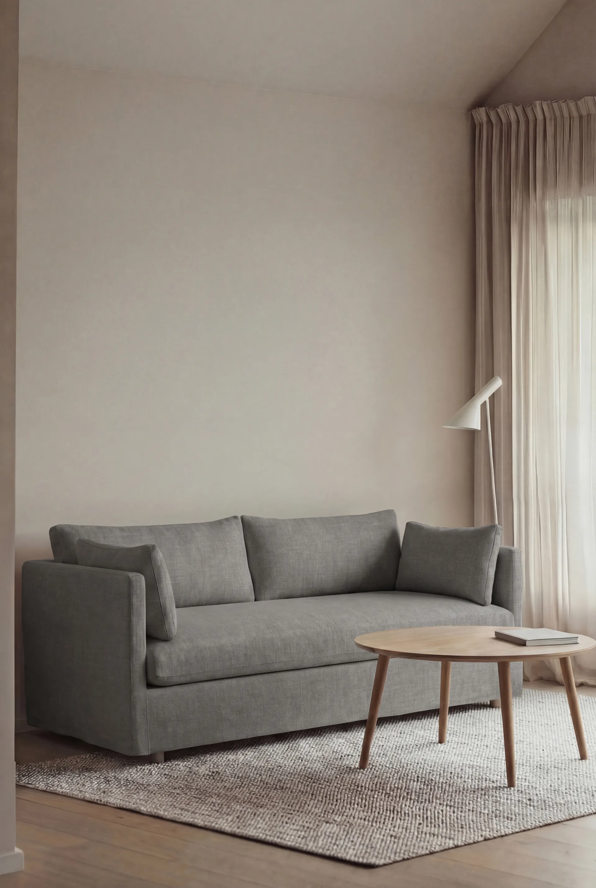 Sofá Linnevik, Same Grey 6673-carvalho branco oleado, 2 lugares, com saia 1898