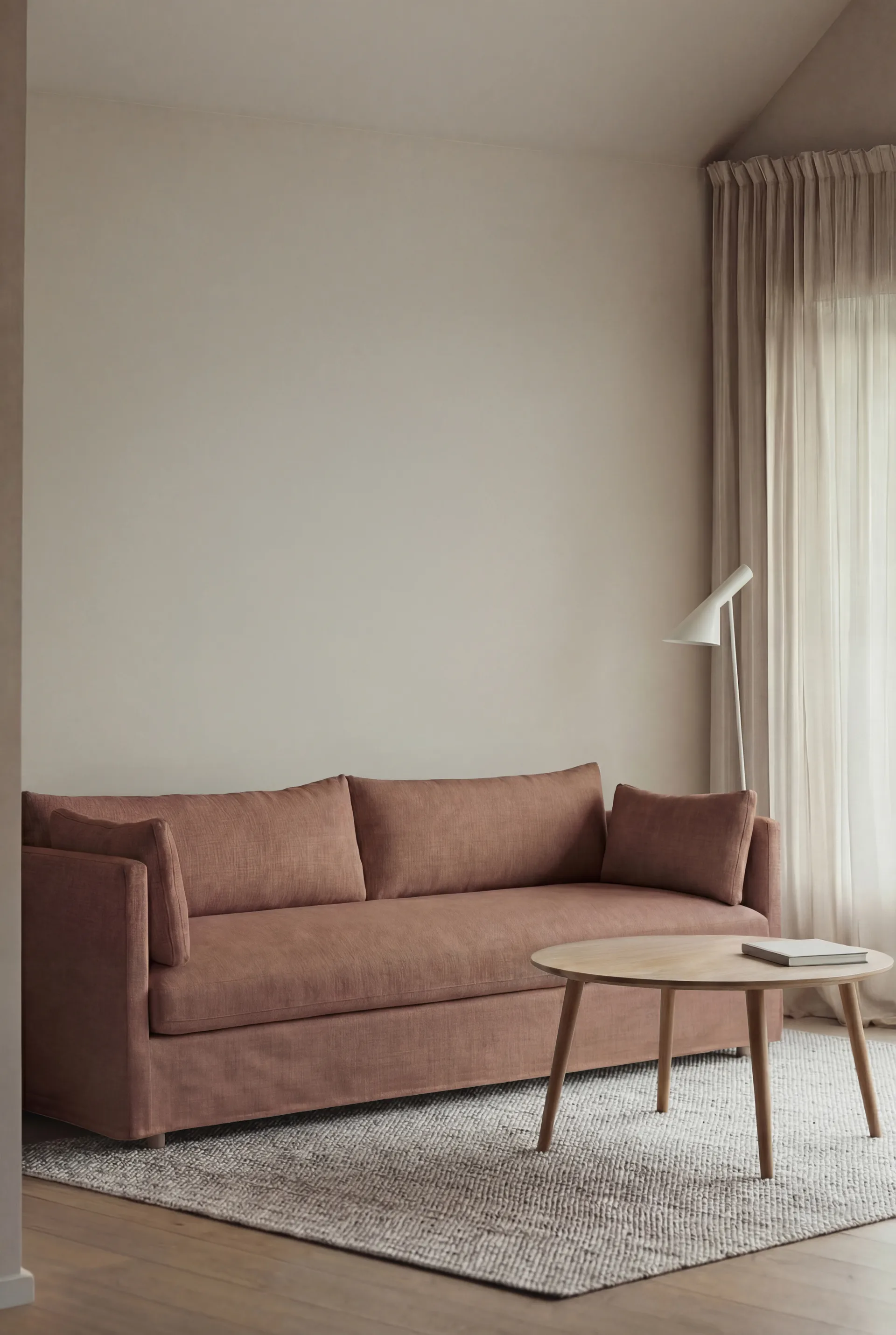 Sofá Linnevik, Same Rust 6675-carvalho branco oleado, 4 lugares, com saia 1898