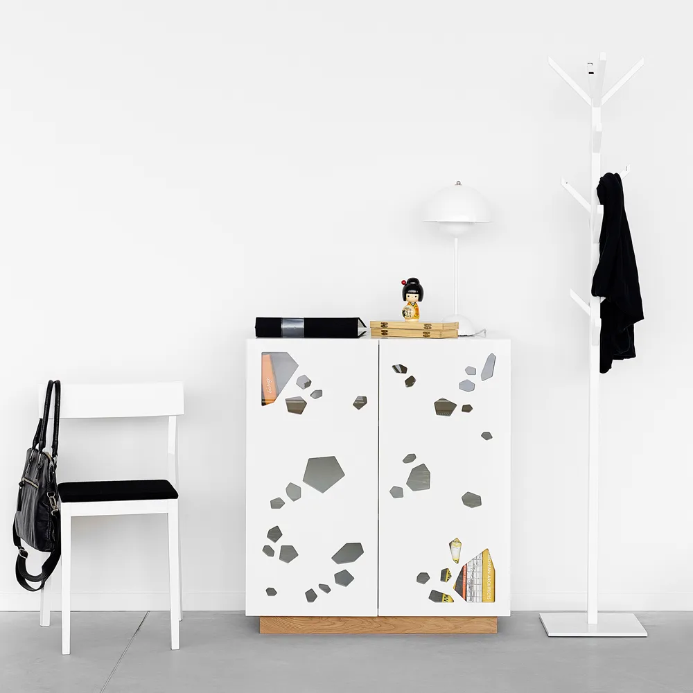 Armário Sneak peek, branco, Moldura da perna lacada branco A2