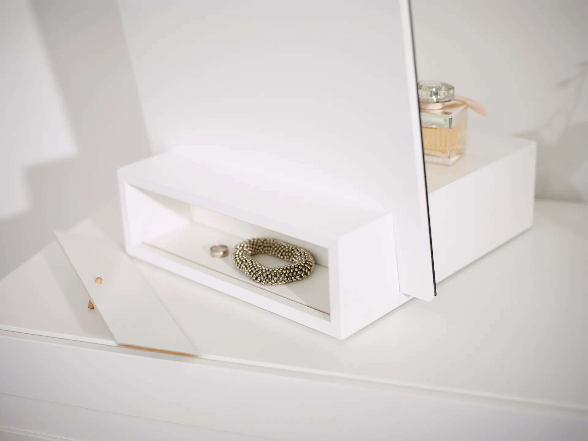 Me espelho de mesa com arrumação, Branco, 34x57x30 cm A2