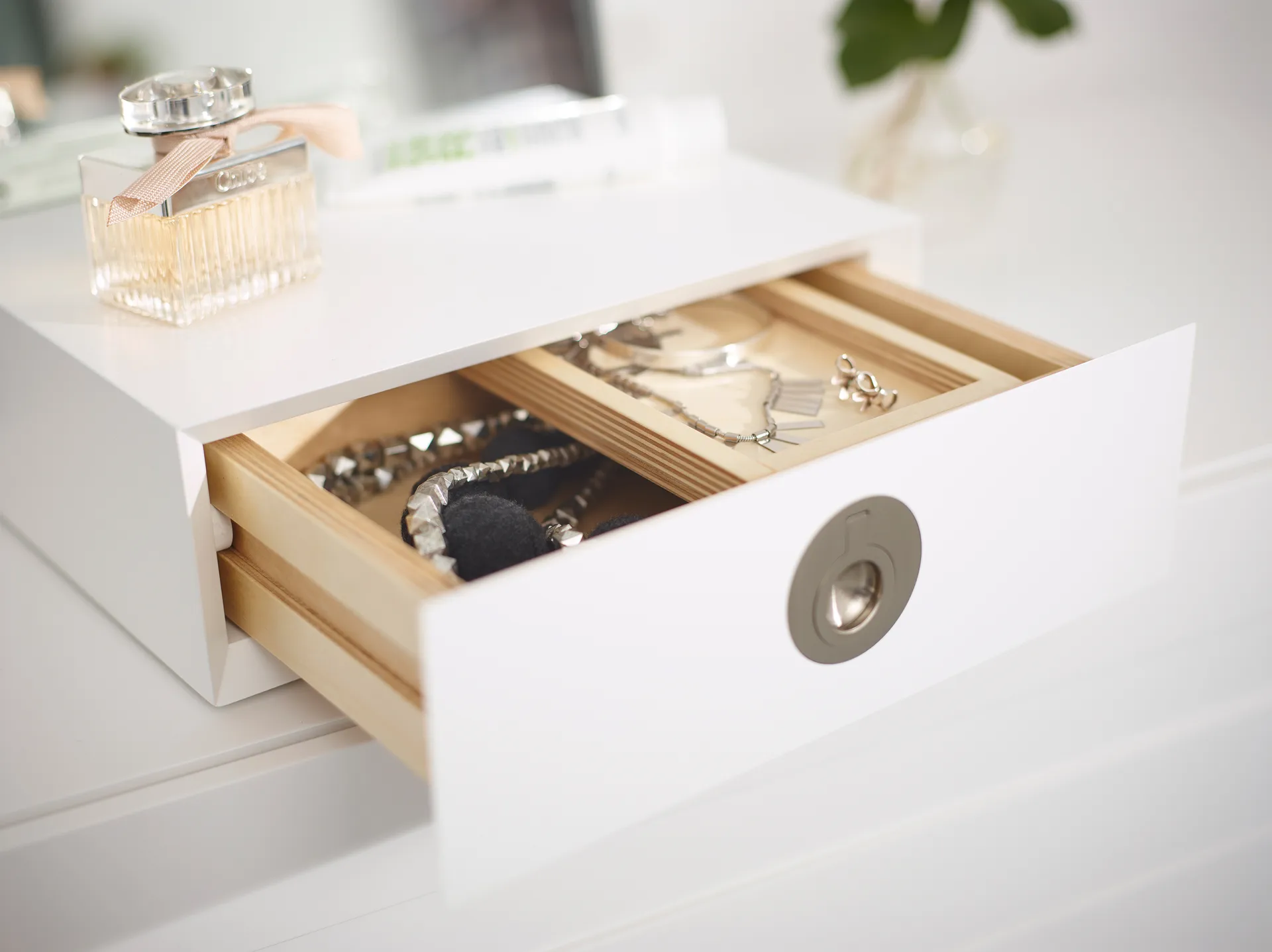 Me espelho de mesa com arrumação, Branco, 34x57x30 cm A2