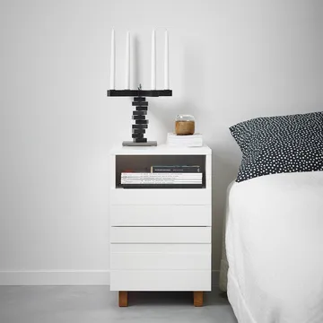 Mesa de cabeceira White - Pernas de carvalho - A2