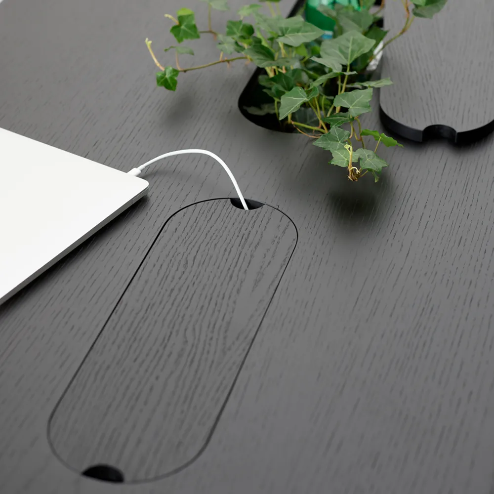 Mesa de escritório Connect, verniz branco carvalho, rodas pretas, H73 A2