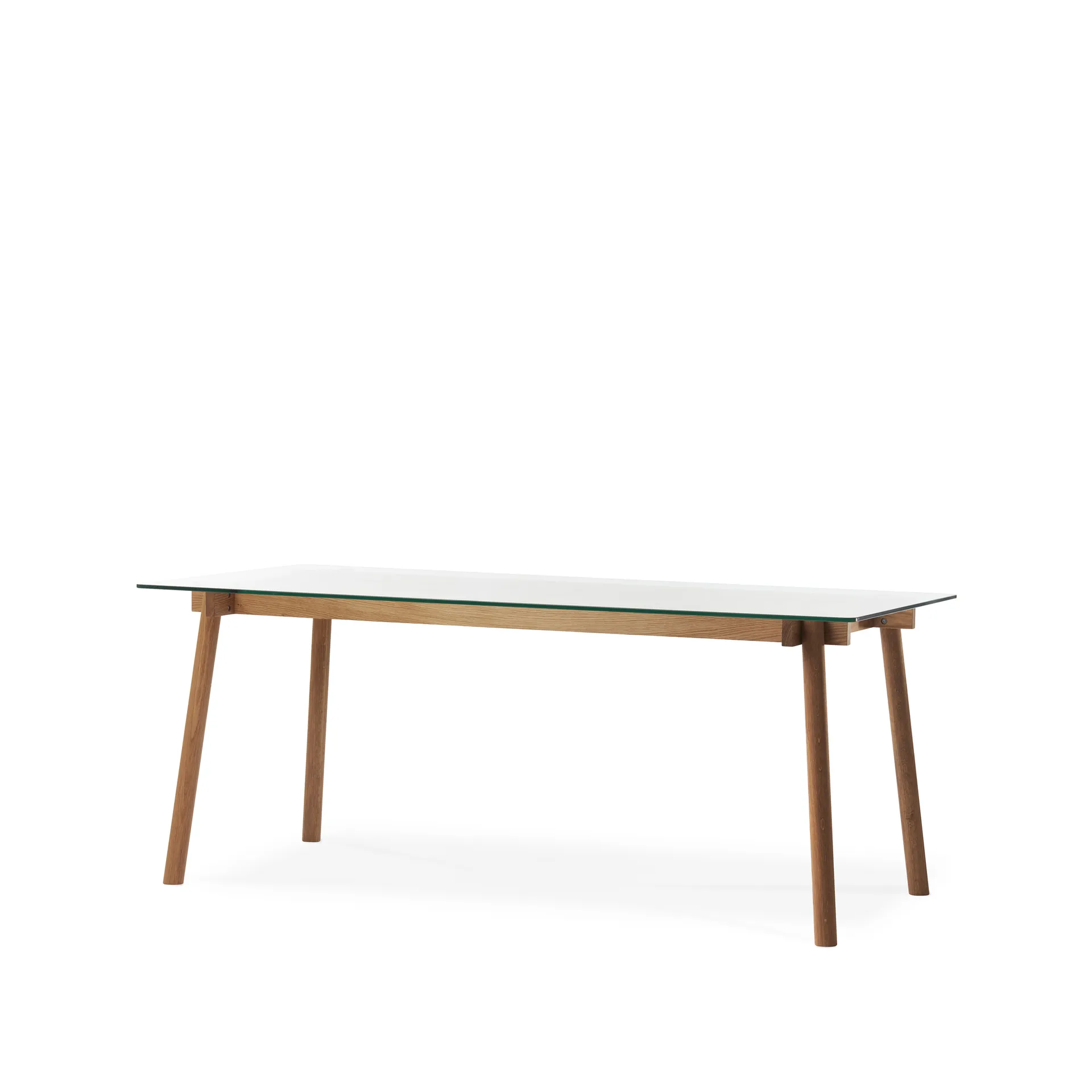 Mesa de jantar Corners, Cravalho verniz, vidro A2