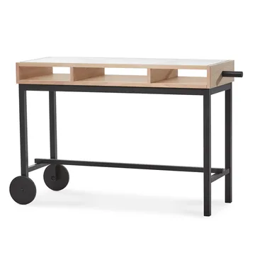 Mesa escritório com rodas Shift  - Verniz branco-Carvalho-preto - A2