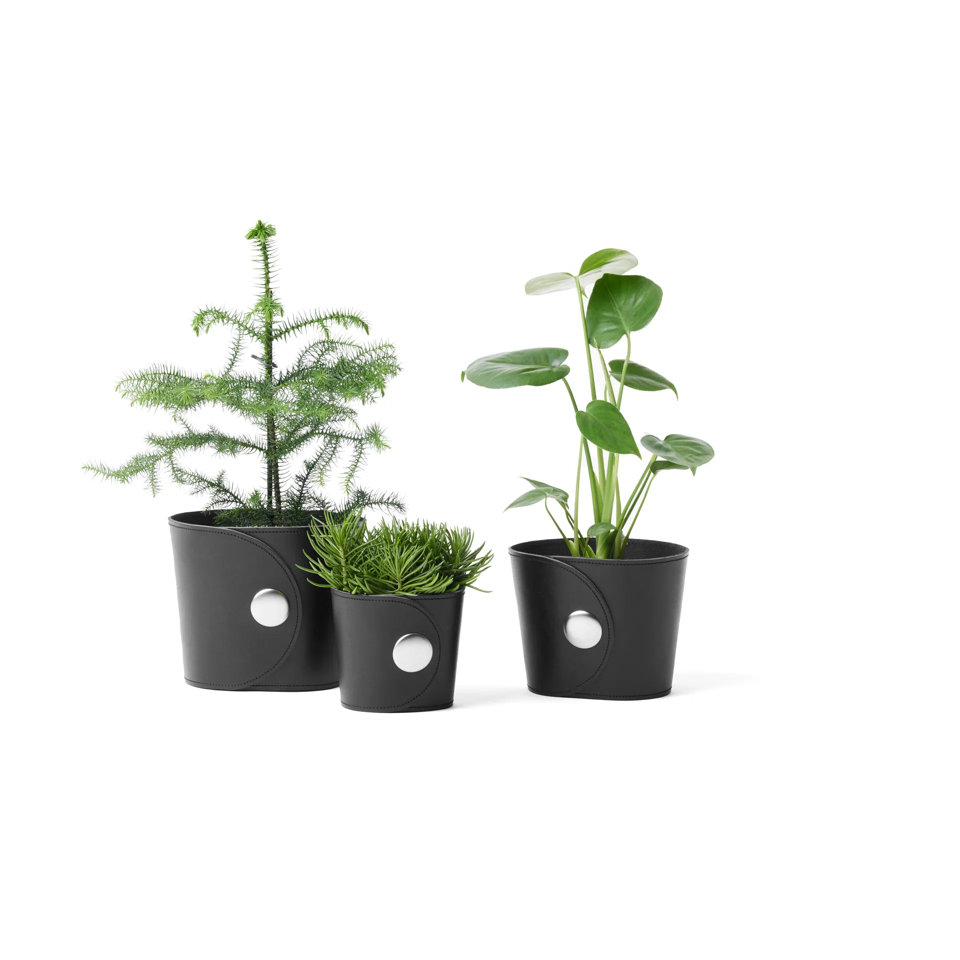 Vaso Hug, Couro Tärnsjö preto, Ø18x15 cm A2