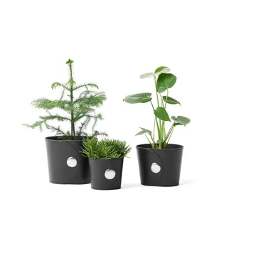 Vaso Hug - Couro Tärnsjö preto, Ø18x15 cm - A2