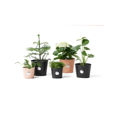 Vaso Hug - Couro Tärnsjö preto, Ø18x15 cm - A2