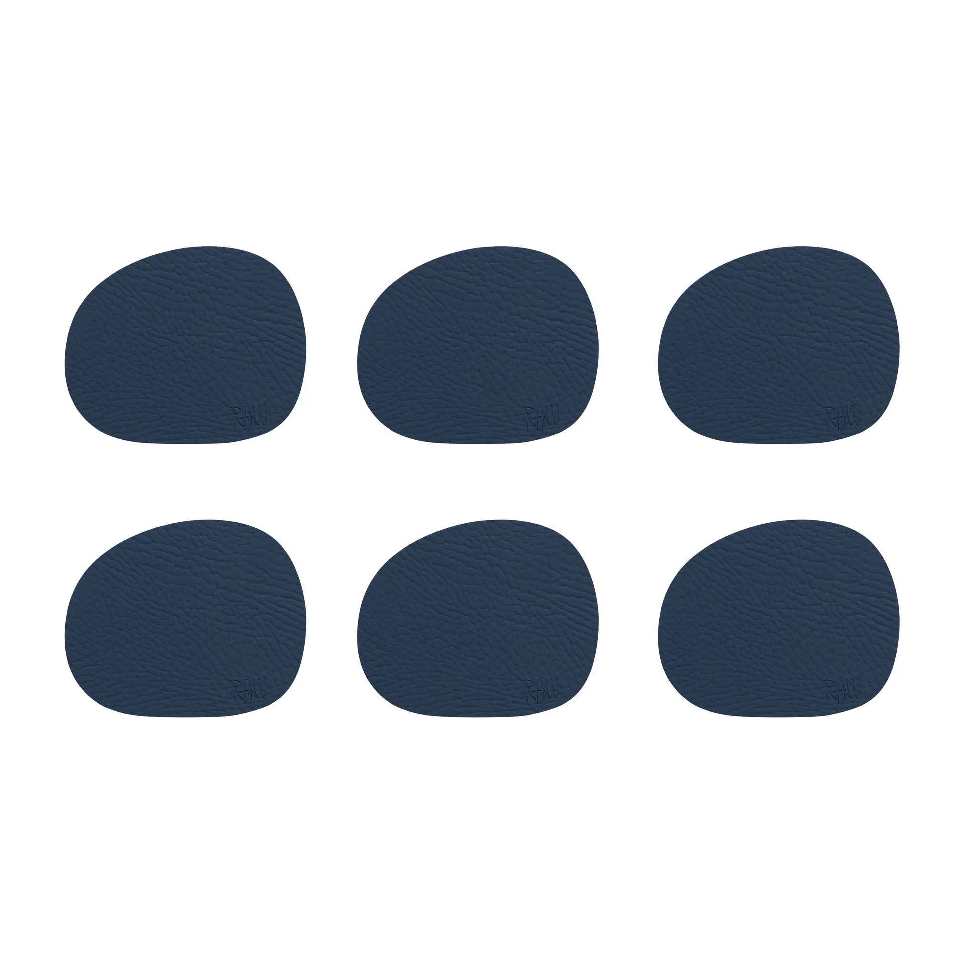 Base para copos em pele Raw, 6 un., Azul escuro Aida