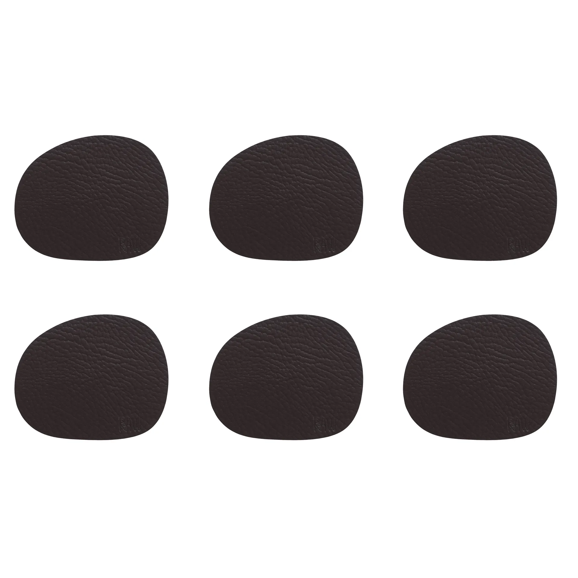 Base para copos em pele Raw, 6 un., Brown buffalo (castanho) Aida