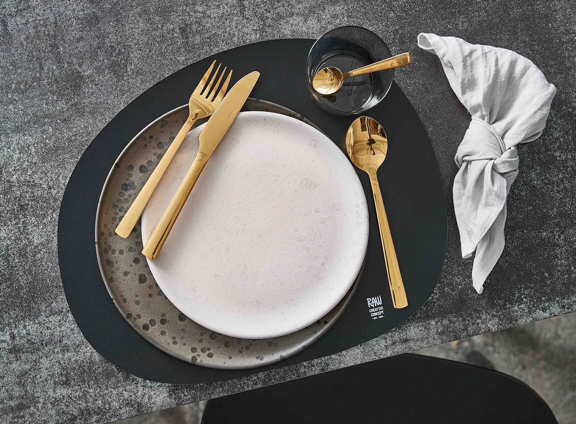 Colher de sopa Raw 4-unidades, Dourado Aida