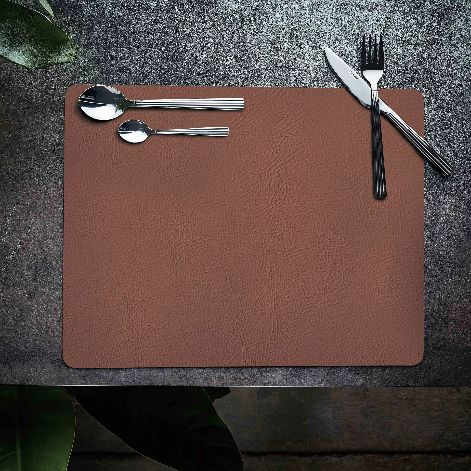 Individual de mesa Quadro 35x45 cm, cognac Aida