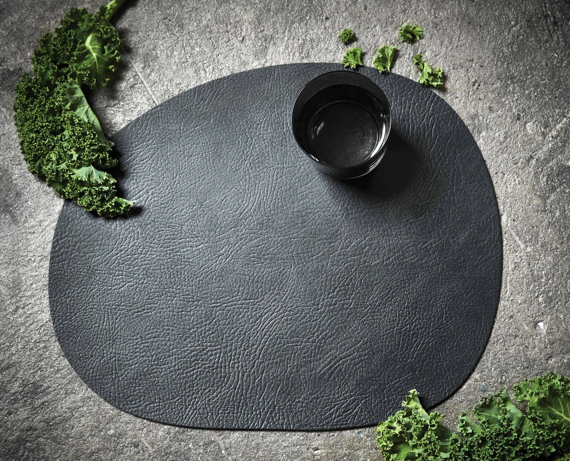 Raw individual de mesa couro 6 un., Preto, 41x33,5 cm Aida