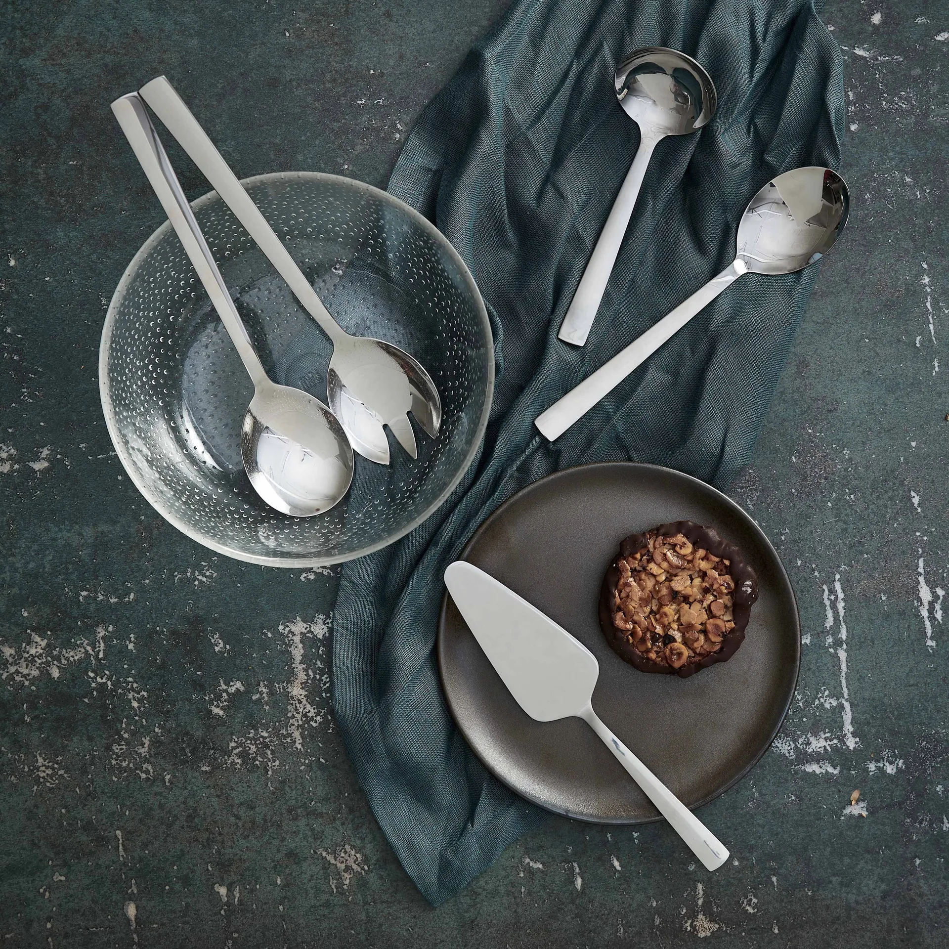 Raw Talheres de servir 5 peças, Prateado Aida