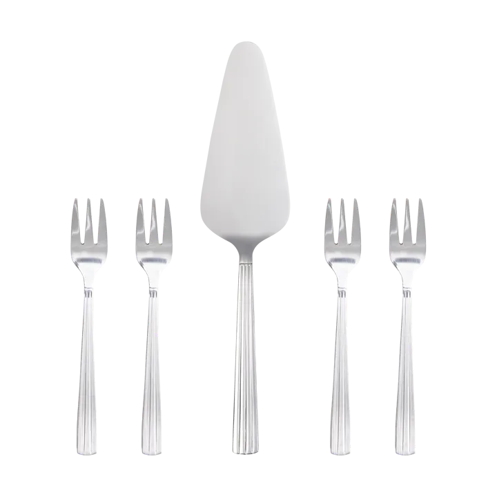 Talheres de bolo Groovy  5 peças - Aço inoxidável - Aida