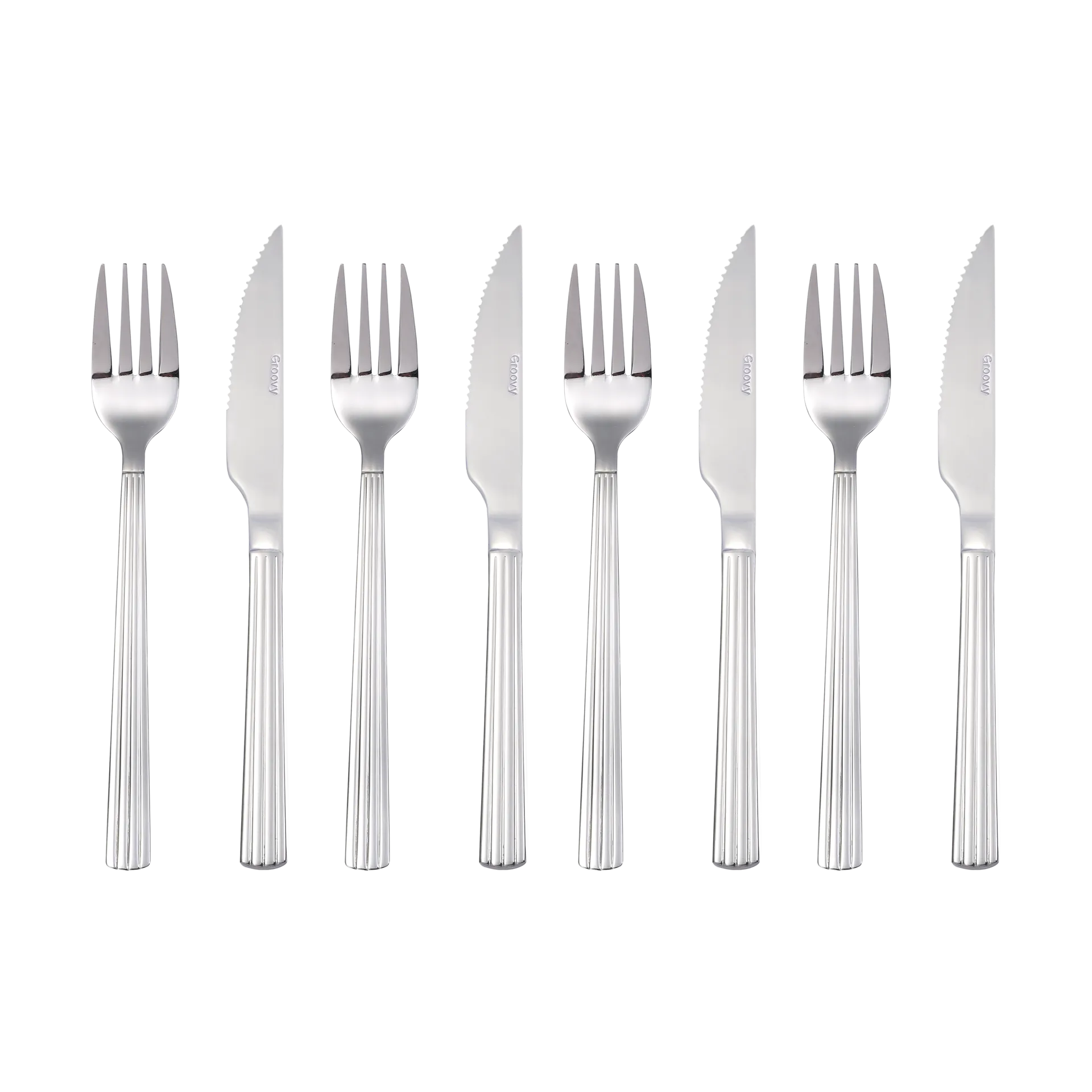 Talheres Groovy 8 peças, Aço inoxidável Aida