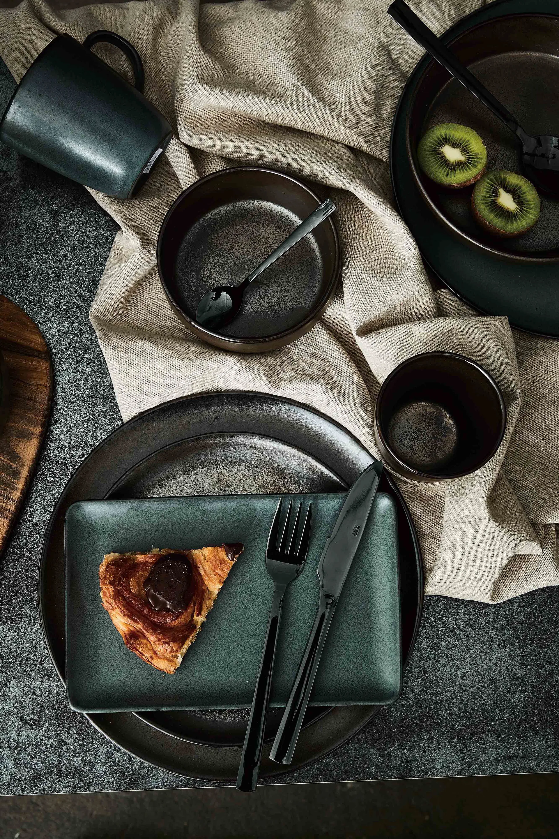 Talheres Raw, 60 peças , Preto Aida