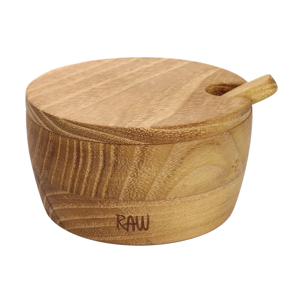 Tigela para sal Raw incl. colher e tampa, Teca Aida