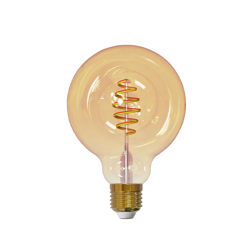 Fonte de luz globo LED Smart Home Airam Filament, Âmbar, 95mm, spiral e27, 6w  Airam