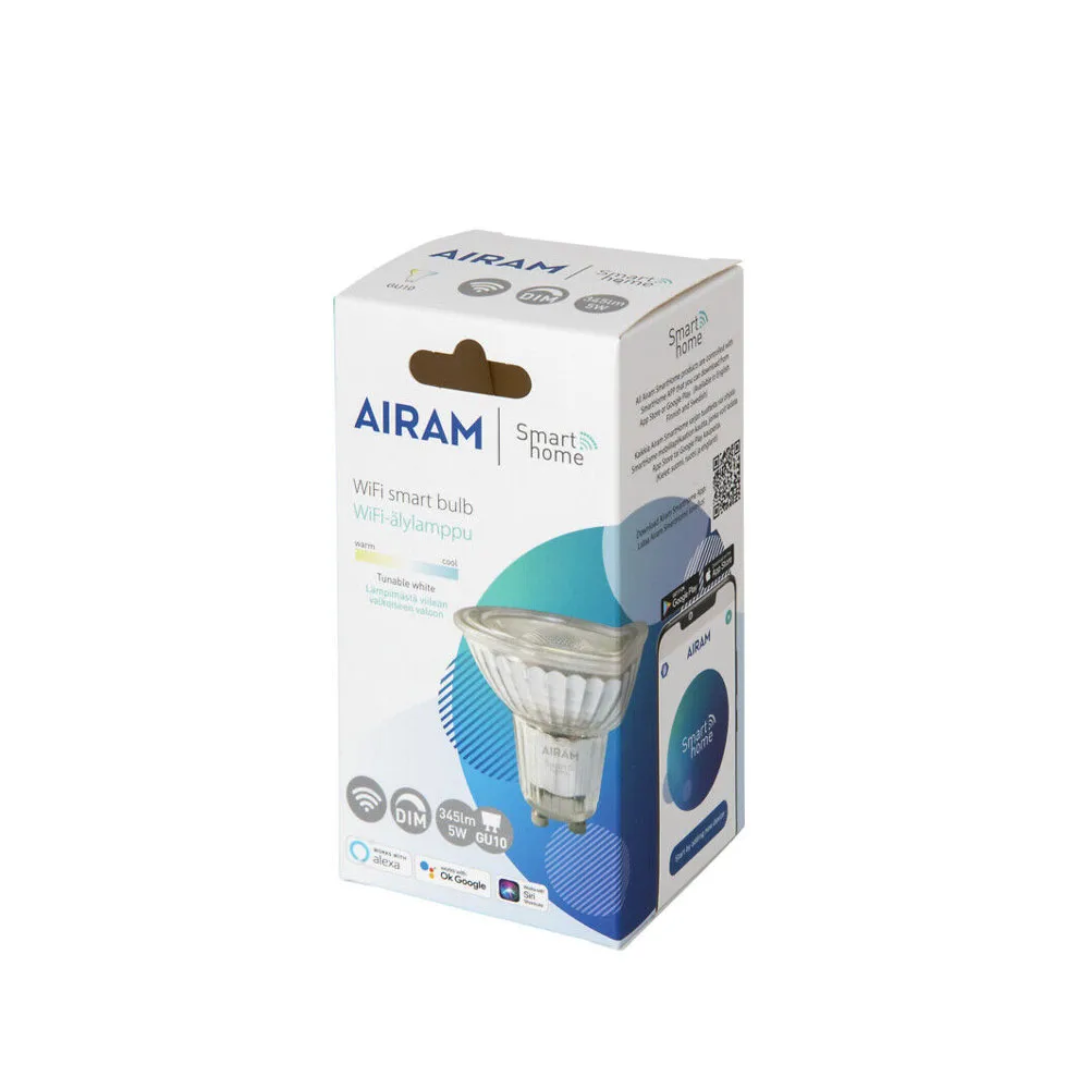 Fonte normal LED Smart Home Airam, Claro, par16, 36°, gcorpo d gu10, 5w Airam