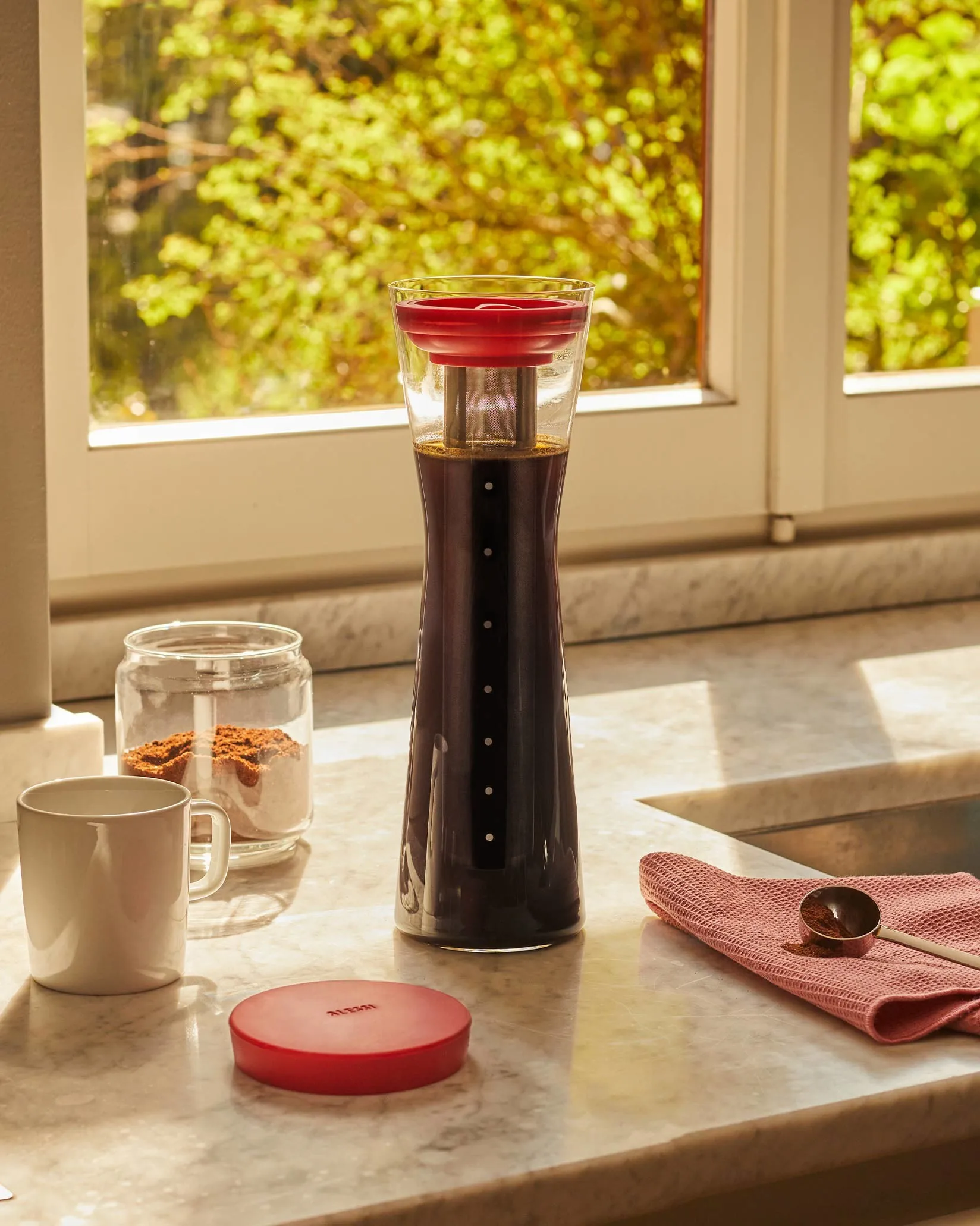 Mazagran garrafa para café cold brew, Vermelho Alessi