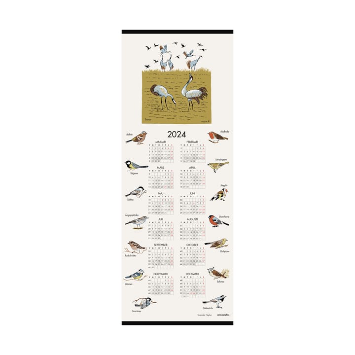 Calendário 2024 Pássaros suecos - 35x90 cm  - Almedahls