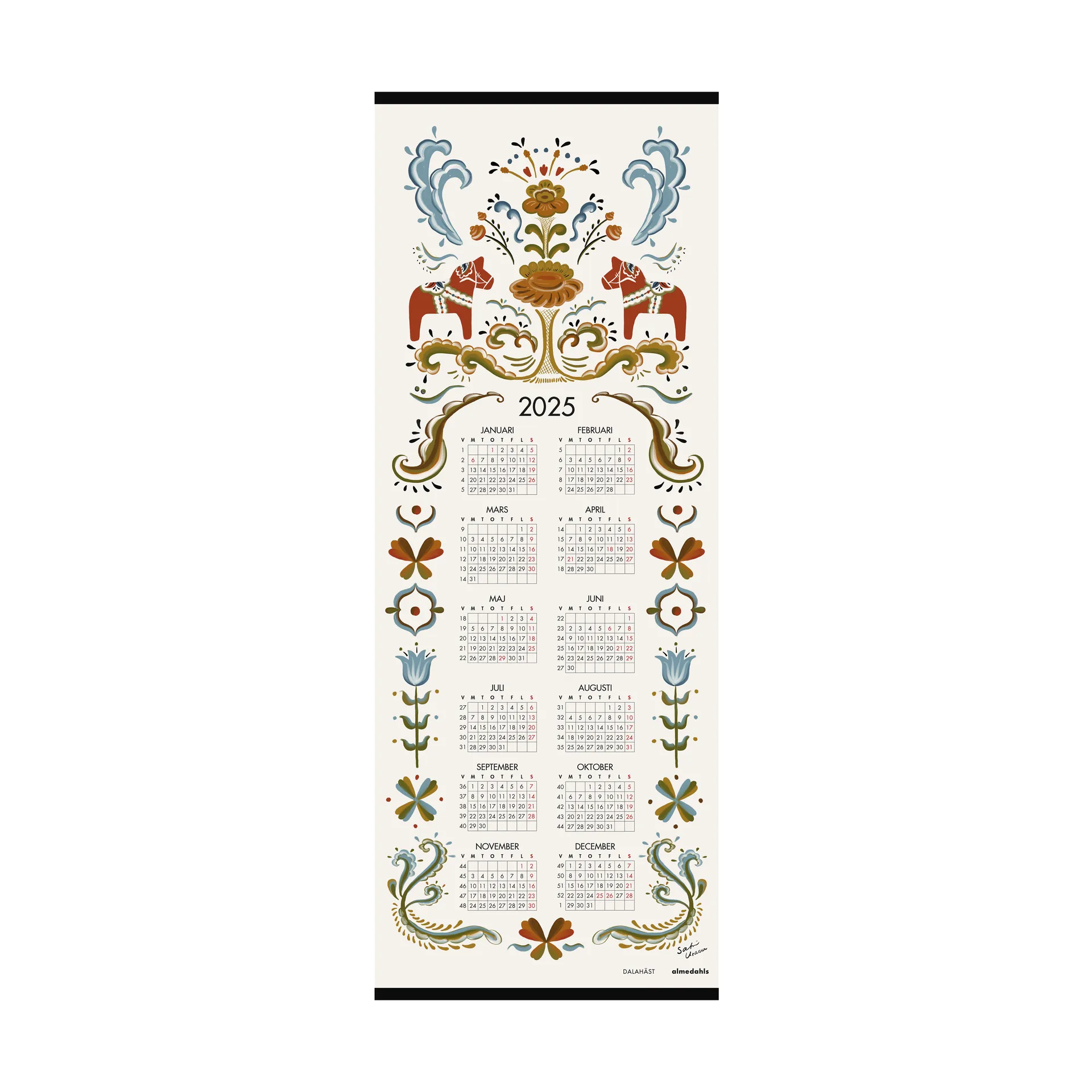 Dalahäst Calendário 2025, 35x90 cm Almedahls