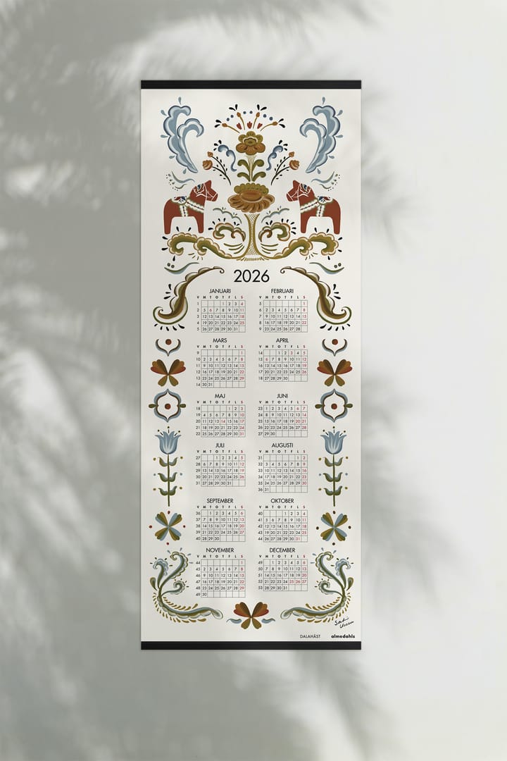 Dalahäst calendário 2026, 35x90 cm Almedahls