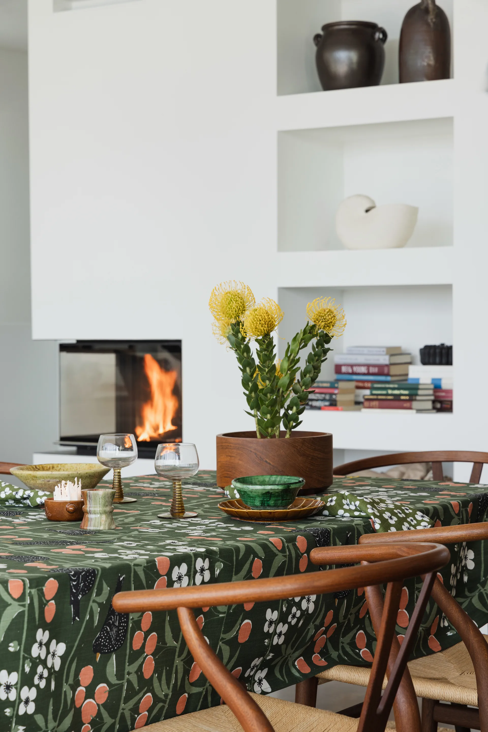 Körsbärsträdgården toalha, Verde escuro, 145x250 cm Almedahls