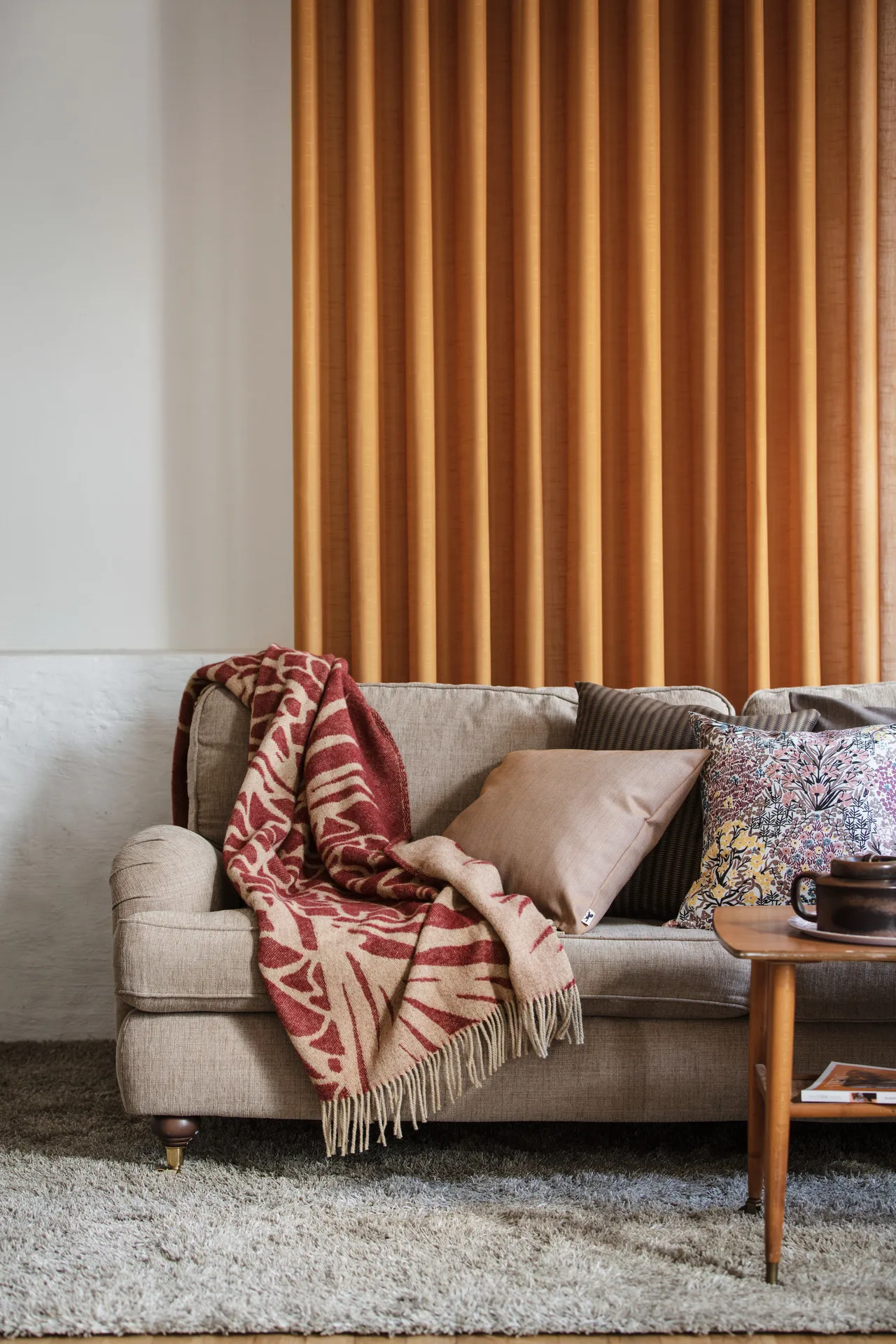 Manta 130x170 cm Kotteri, Vinho-bege Almedahls