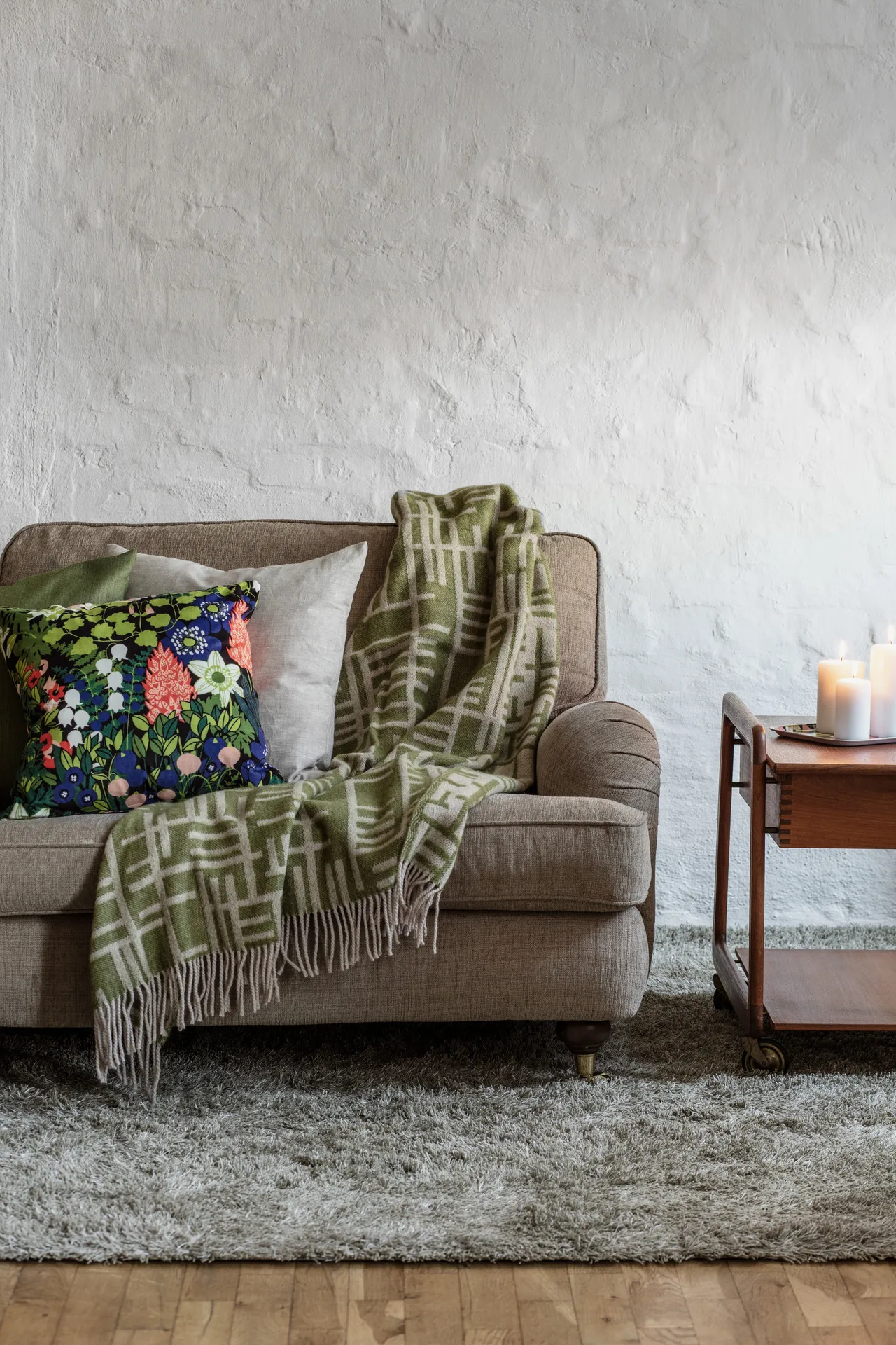 Manta Pickepin 130x170 cm, Verde musgo-bege Almedahls