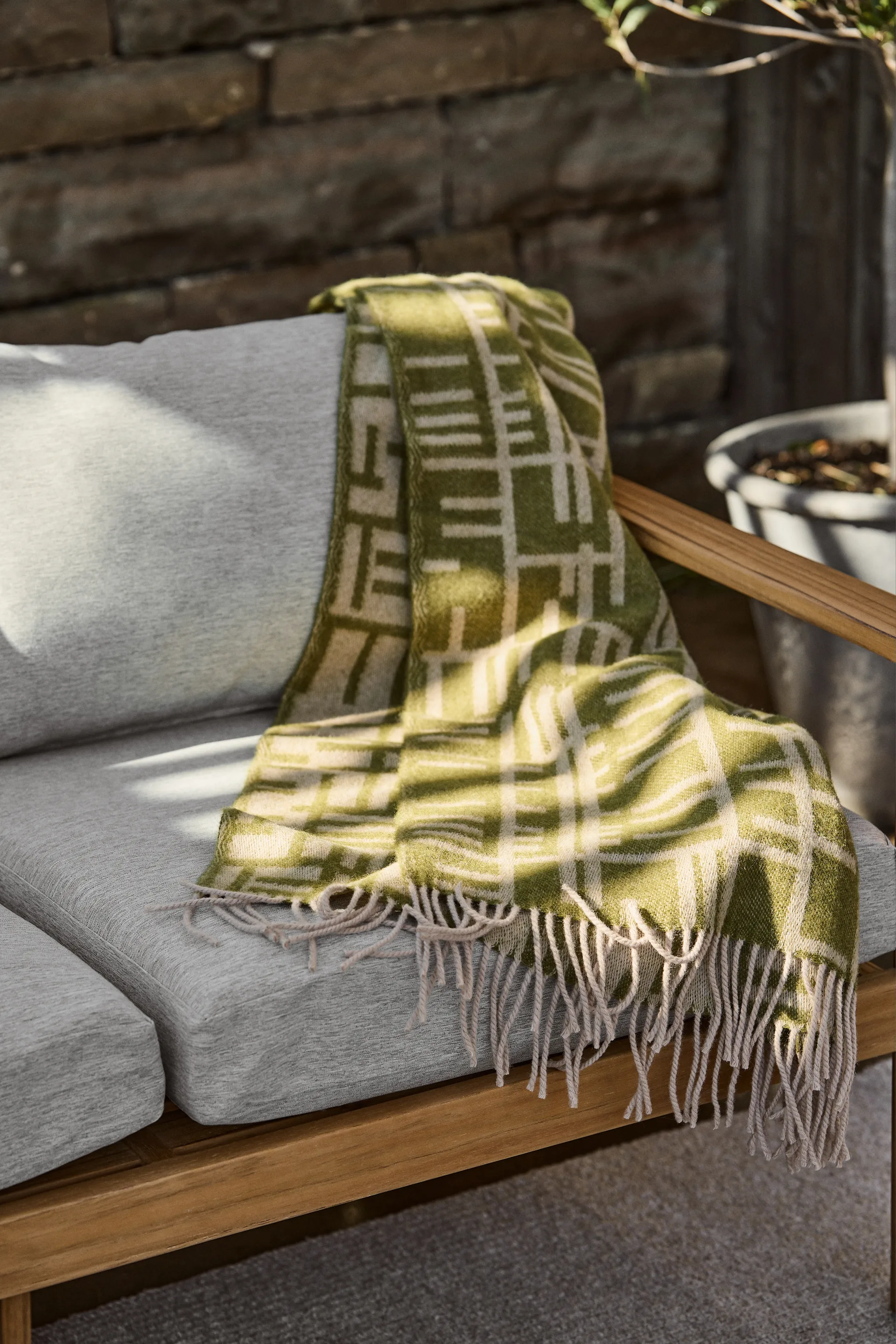 Manta Pickepin 130x170 cm, Verde musgo-bege Almedahls