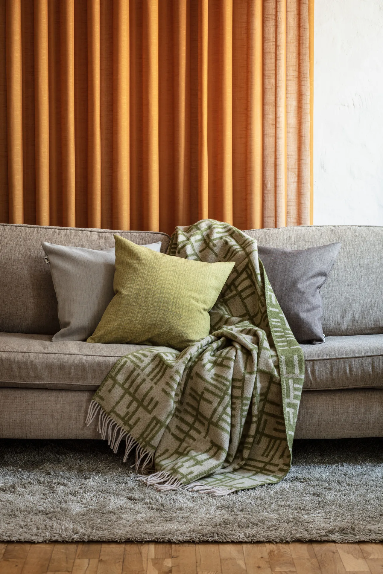 Manta Pickepin 130x170 cm, Verde musgo-bege Almedahls