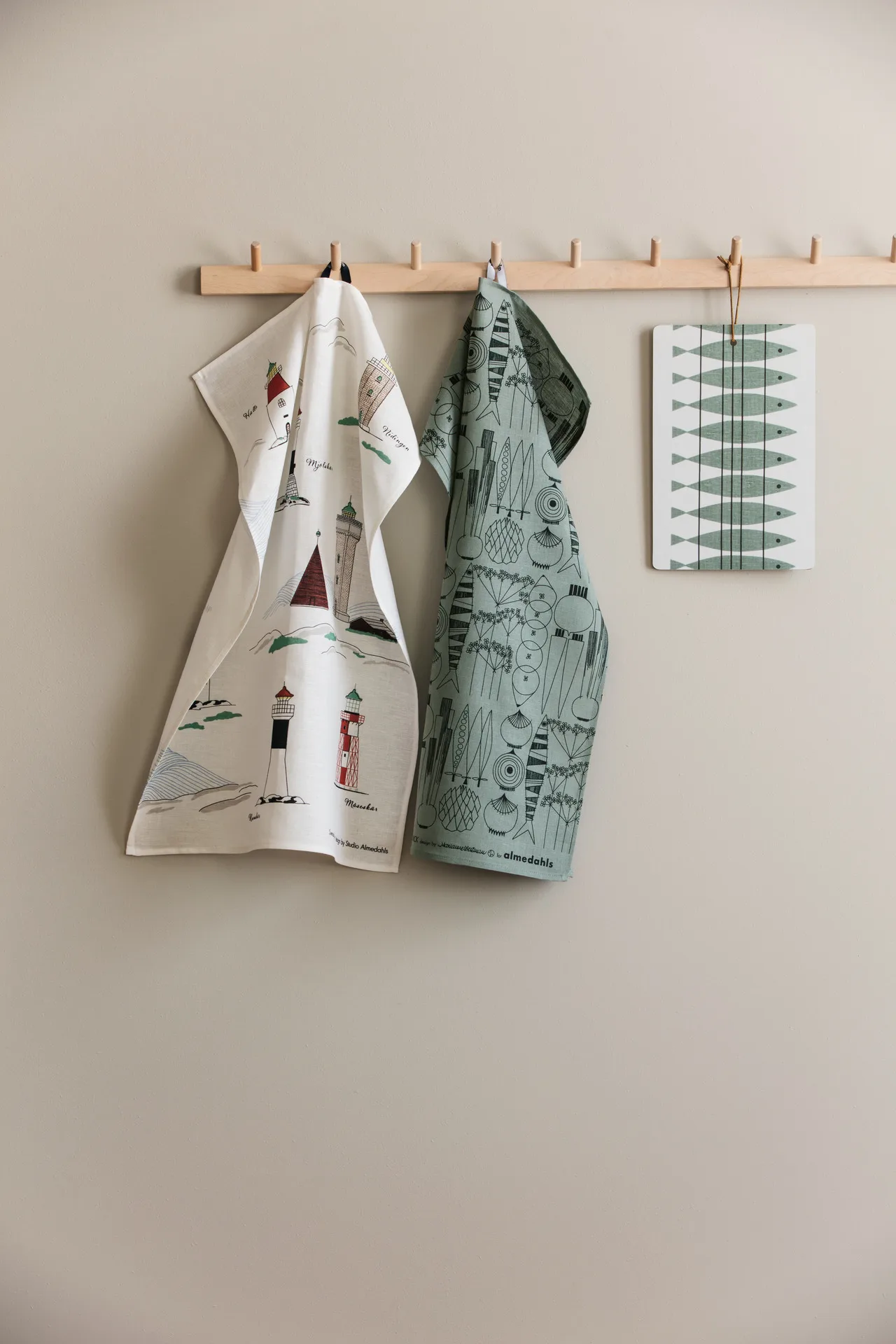 Pano de cozinha Faróis suecos 47x70 cm , branco-multi Almedahls