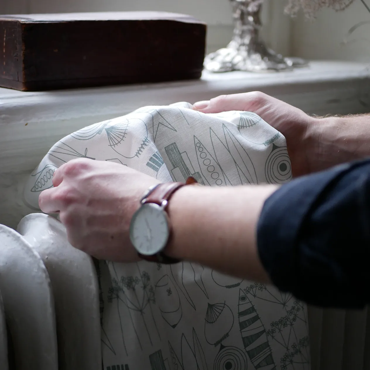 Pano de cozinha Picknick, branco-verde-cinza Almedahls