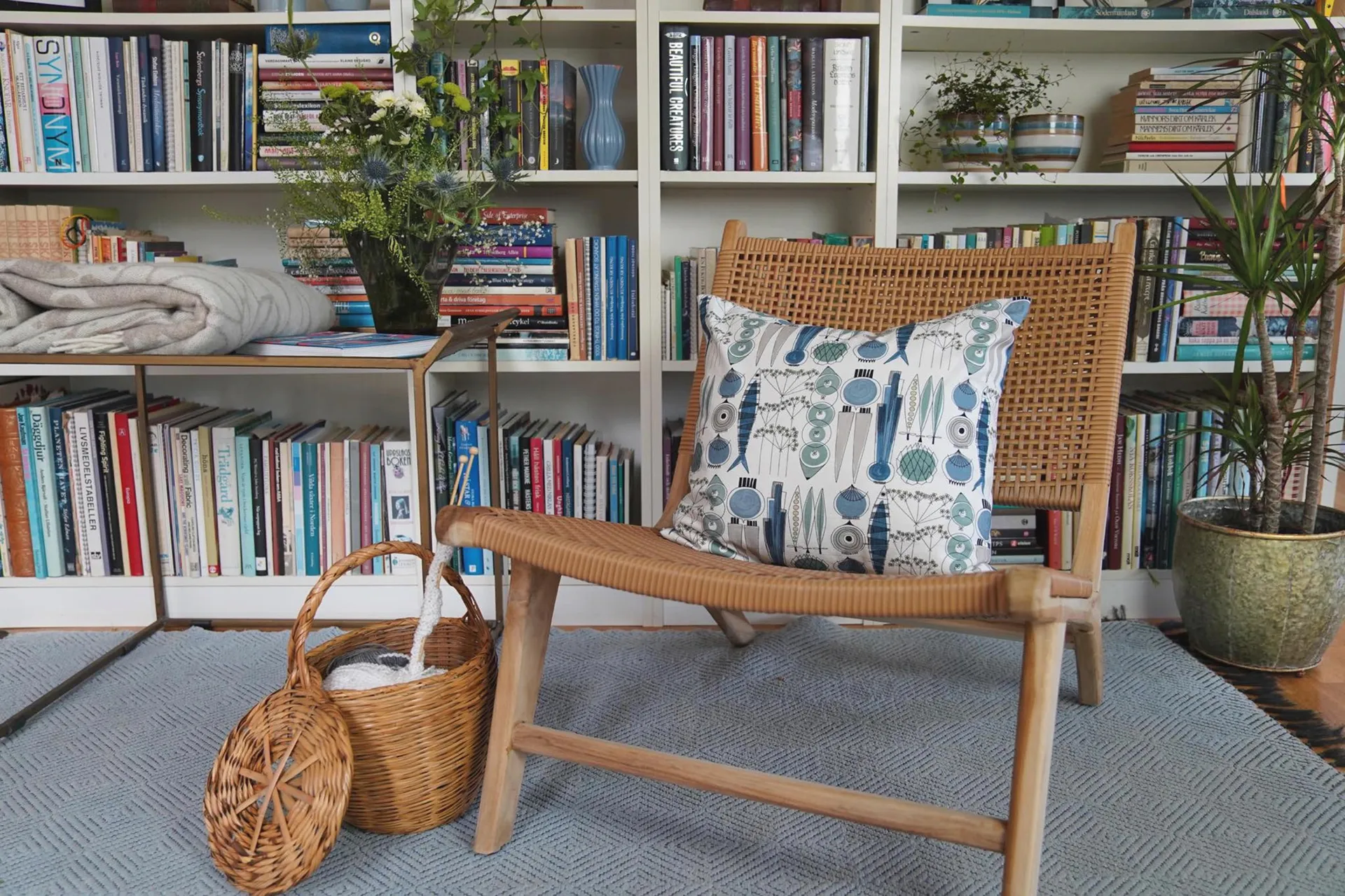 Picknick fronha 47x47 cm, Azul-beige Almedahls