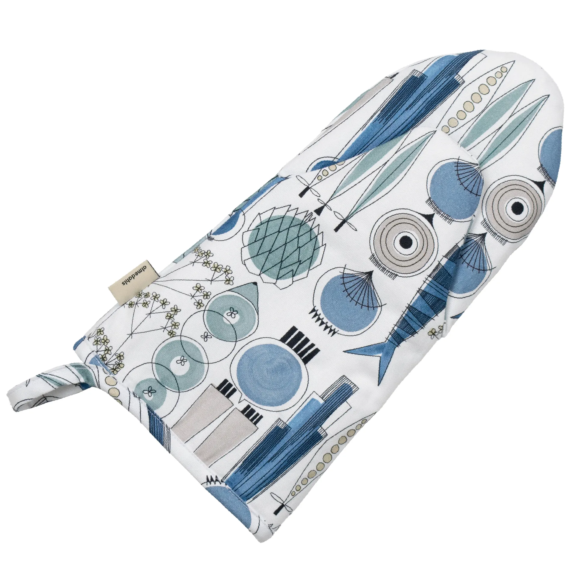 Picknick luva de forno estampa pequena, Azul-beige Almedahls