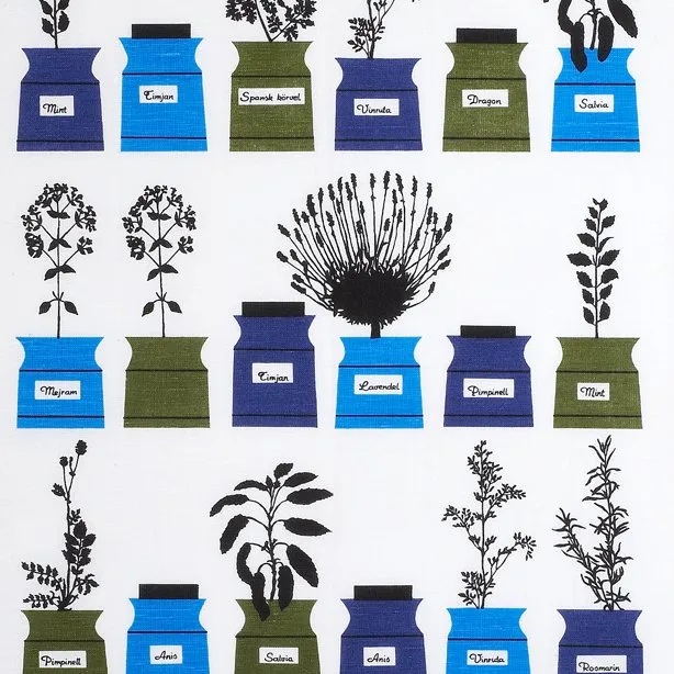 Tecido Persons Kryddskåp, azul-tons de verde Almedahls