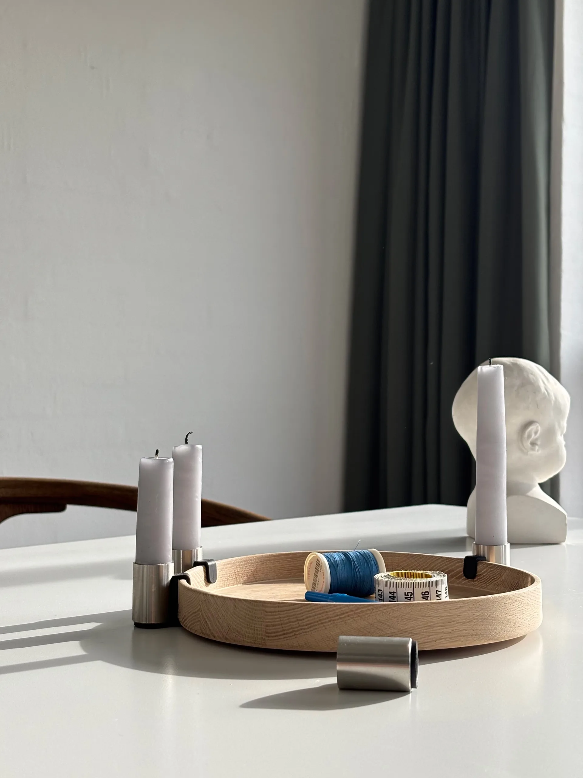 Castiçal Luna Ø27 cm, Carvalho-aço Applicata