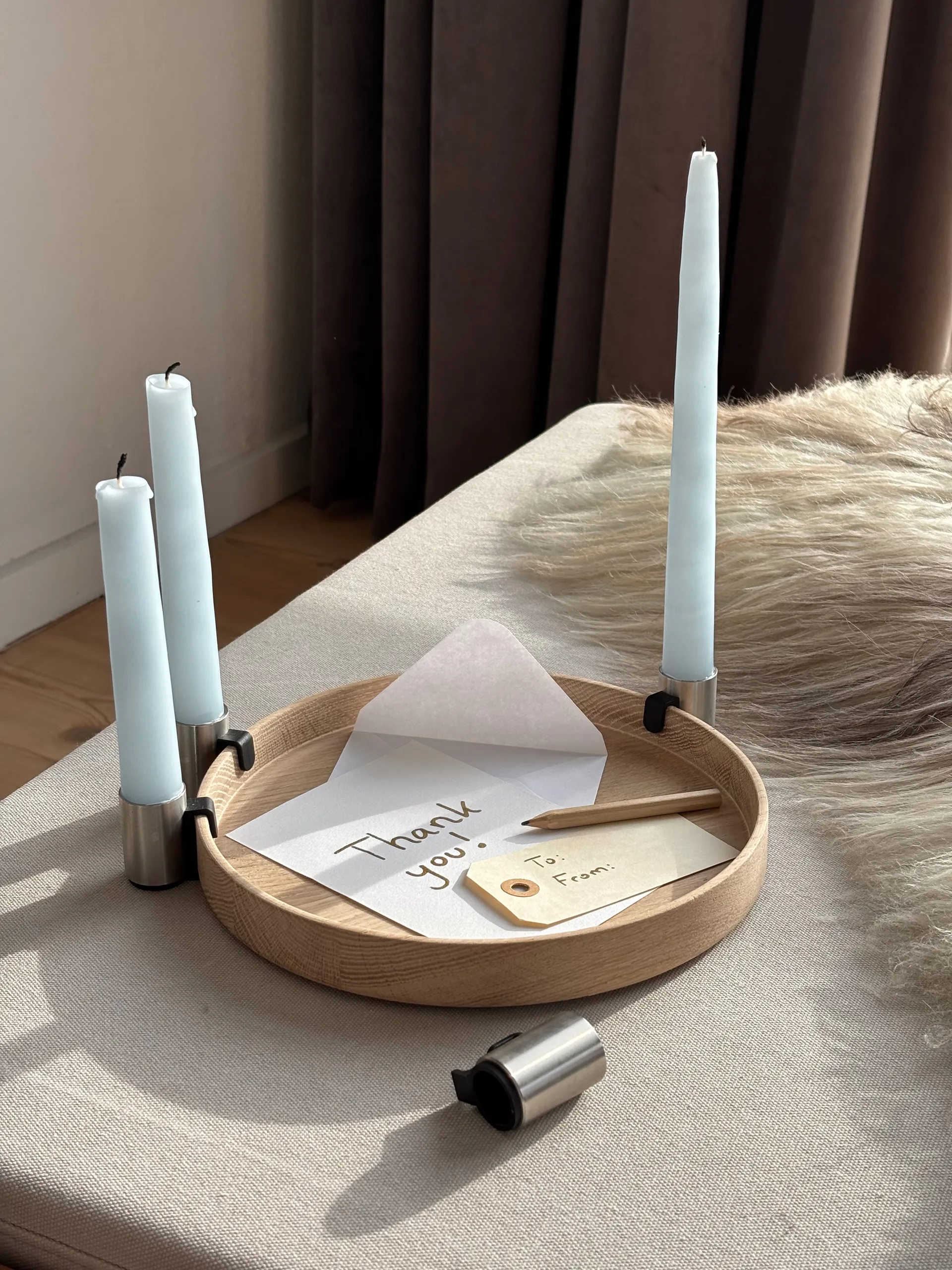 Luna castiçal de advento Ø27 cm, Carvalho-aço Applicata