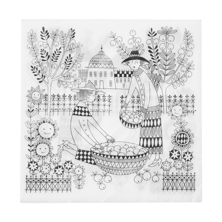 Emilia guardanapos de papel 33x33 cm 20 unidades - Preto-branco - Arabia