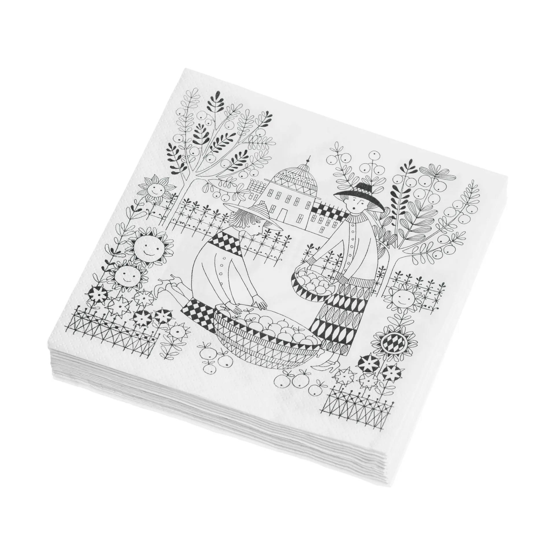 Emilia guardanapos de papel 33x33 cm 20 unidades, Preto-branco Arabia